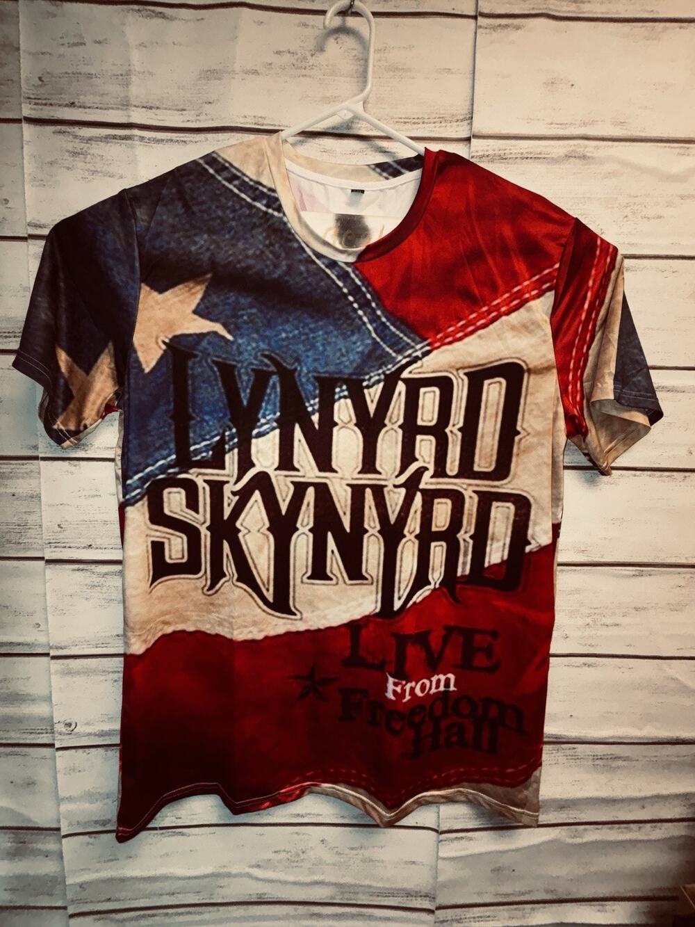 Lynyrd Skynyrd Shirt Live From Freedom Hall Patriotic Red White Blue READ